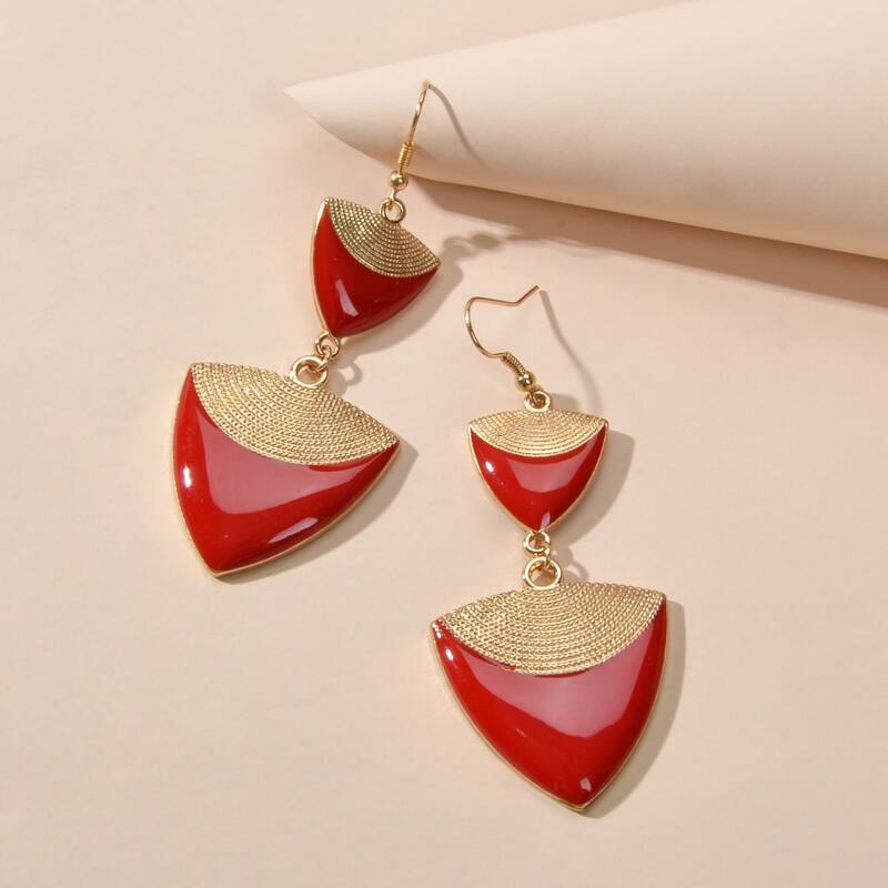 

Two Tone Drop Earrings, Red