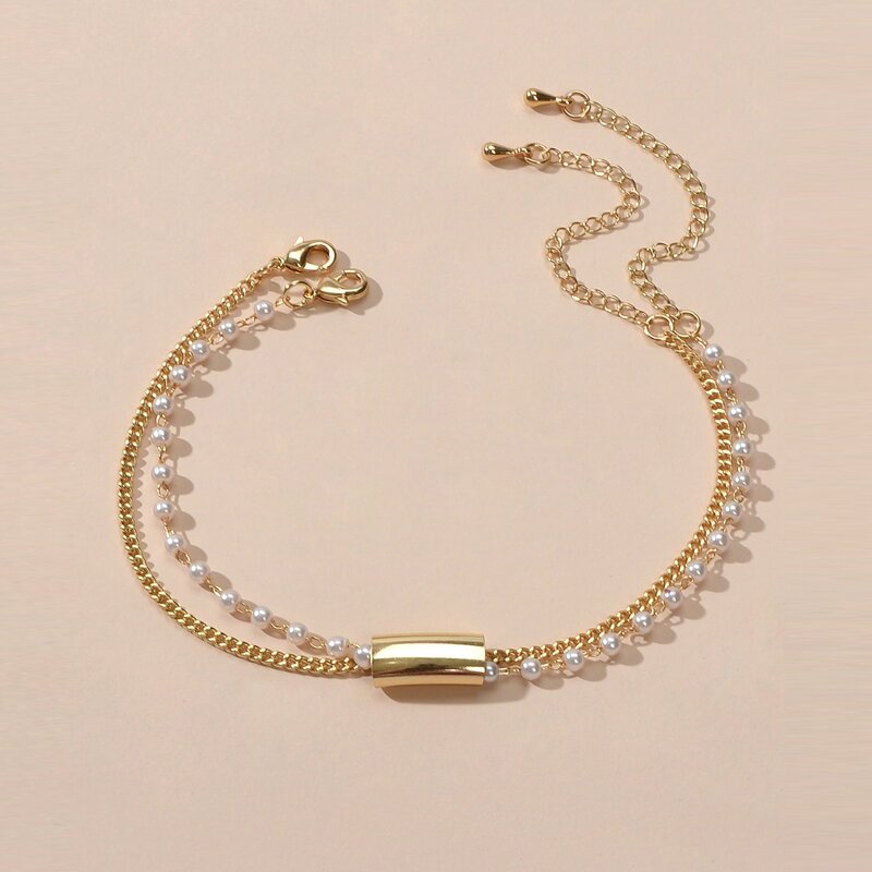 

Faux Pearl Layered Bracelet, Gold
