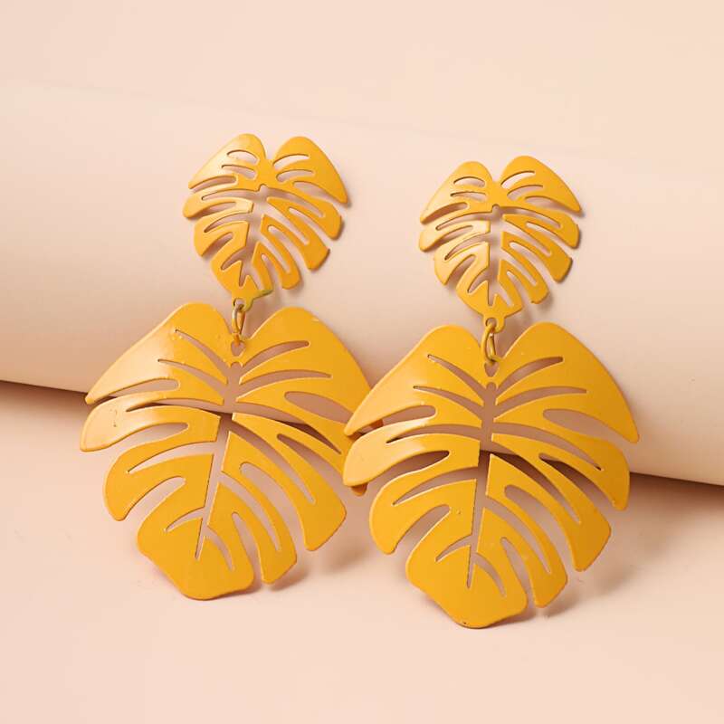 

Yellow Leaf Drop Earrings