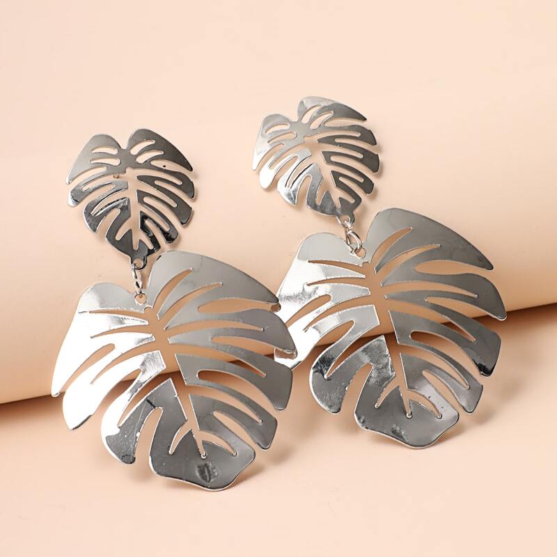 

Simple Leaf Drop Earrings, Silver