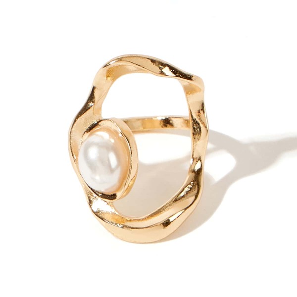 

Faux Pearl Decor Irregular Ring, Gold