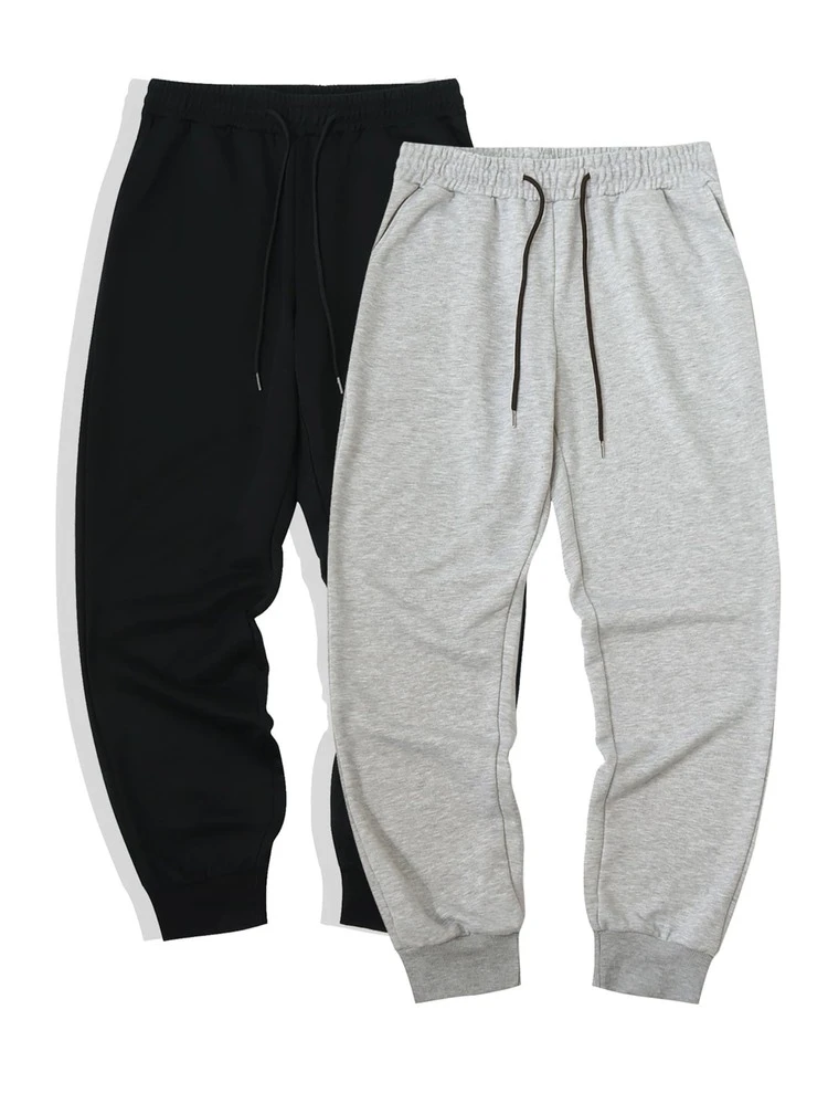 Men 2pcs Solid Sweatpants