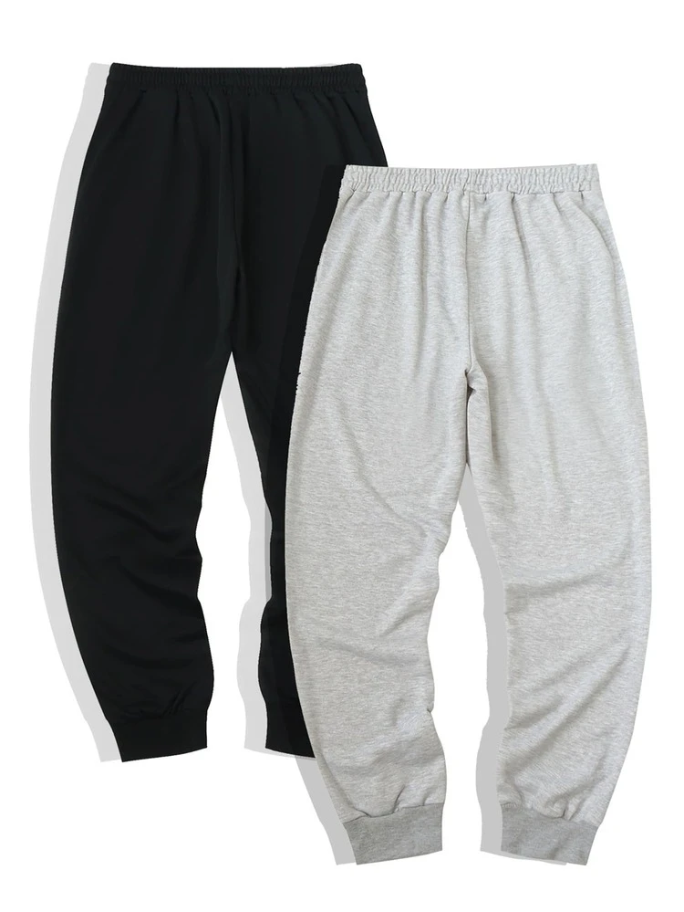 Men 2pcs Solid Sweatpants