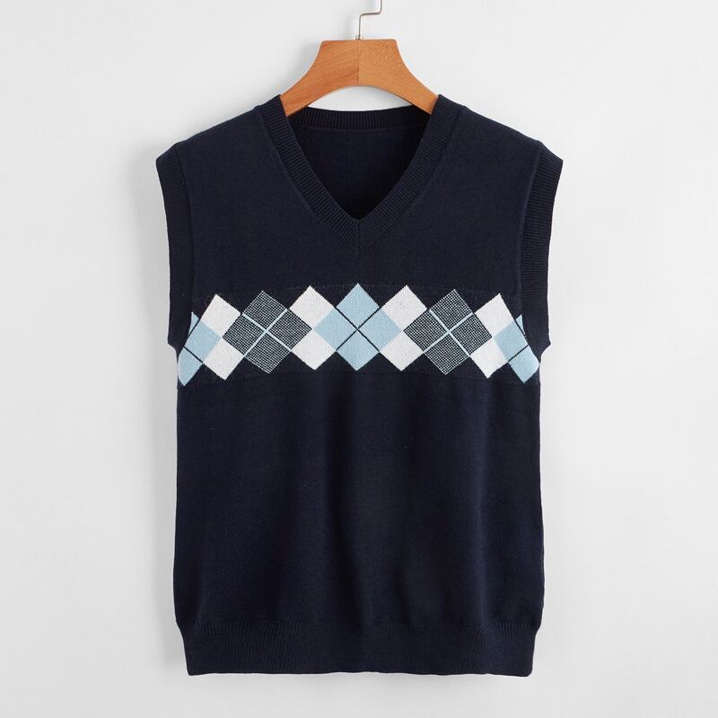 

Argyle Pattern Sweater Vest, Multicolor