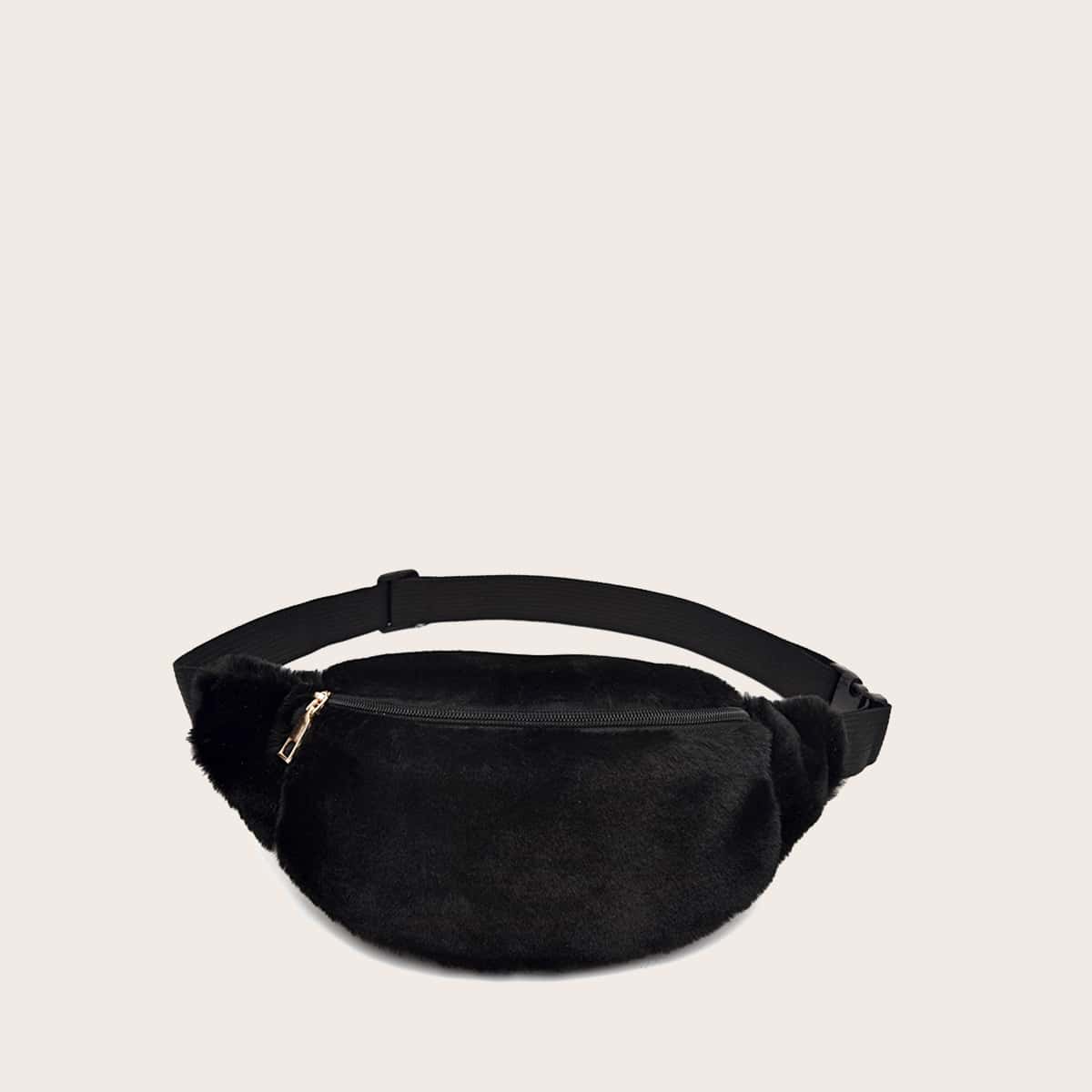 

Minimalist Fluffy Fanny Pack, Black