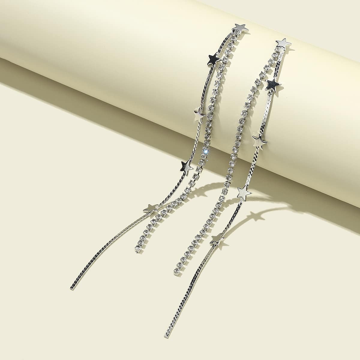 

Star Tassel Drop Earrings, Silver