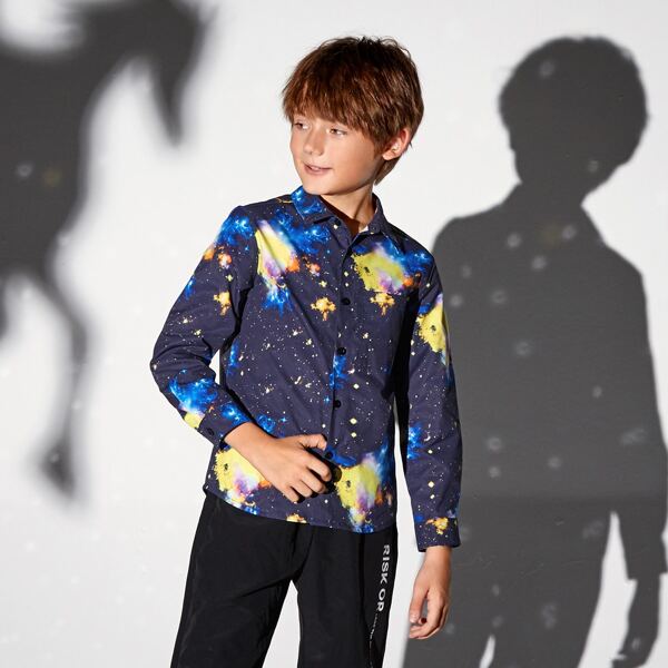 

Boys Galaxy Button Down Shirt, Navy blue