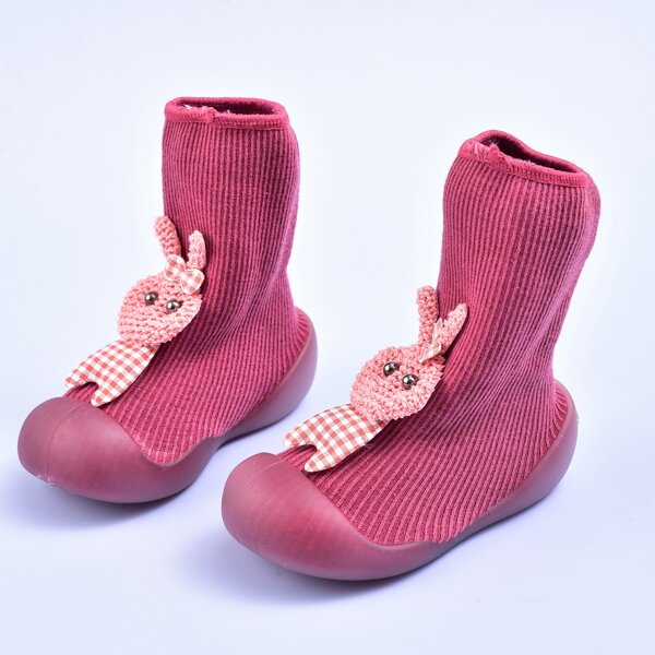 

Baby Girl Cartoon Decor Knit Sneakers, Rose red