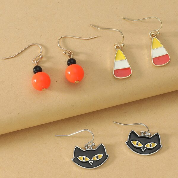 

3pairs Halloween Animal Drop Earrings, Multicolor