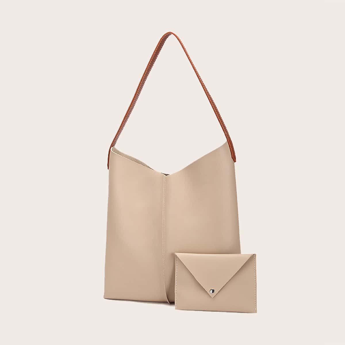 

Minimalist Tote Bag & Envelope Purse, Khaki