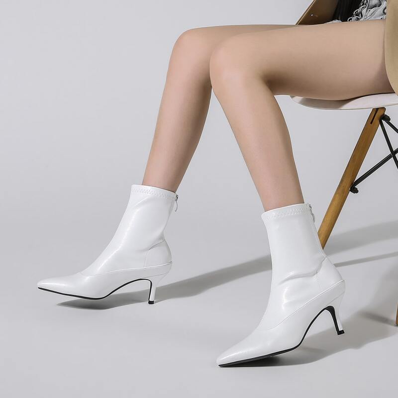 

Minimalist Stiletto Heeled Boots, White