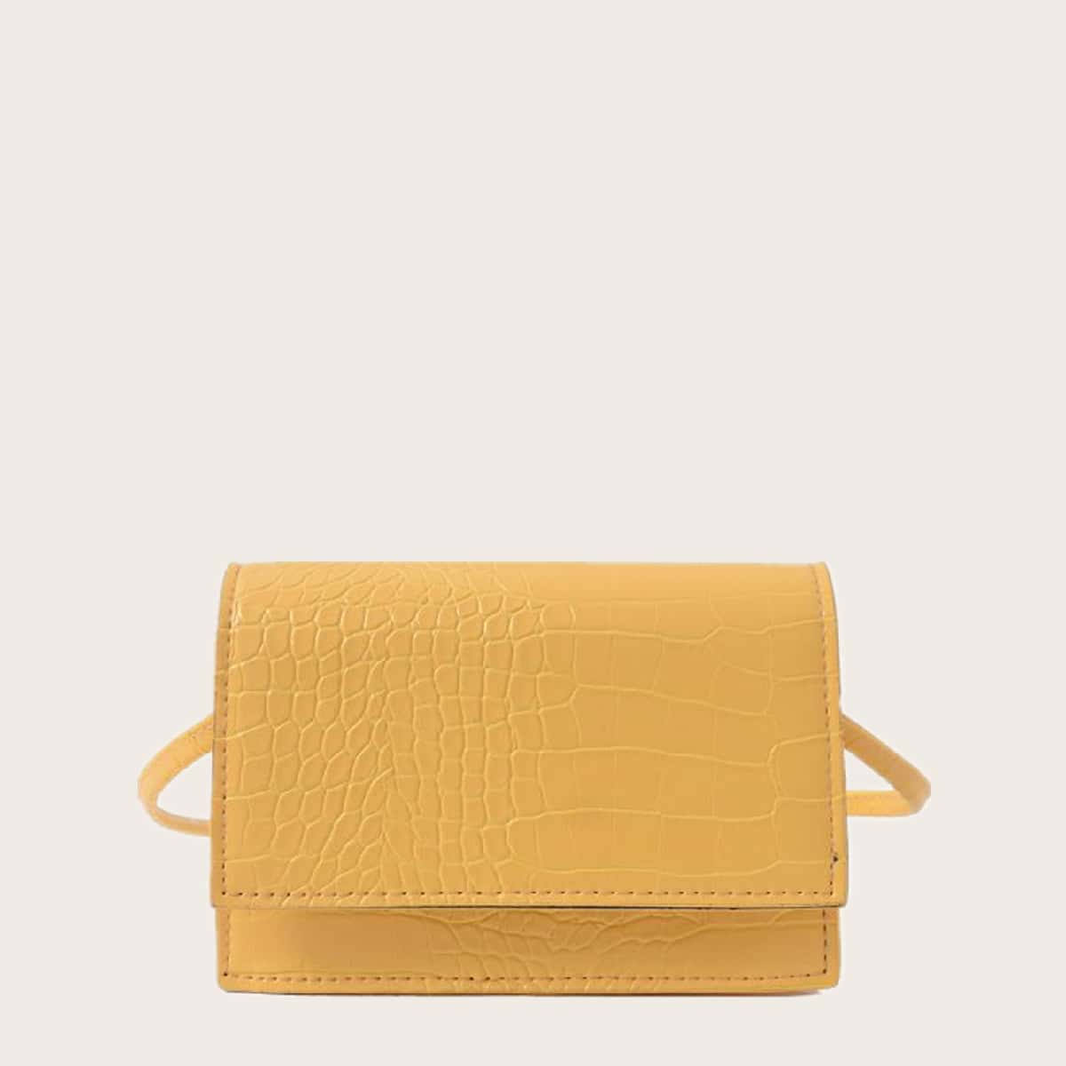 

Croc Embossed Flap Crossbody Bag, Yellow
