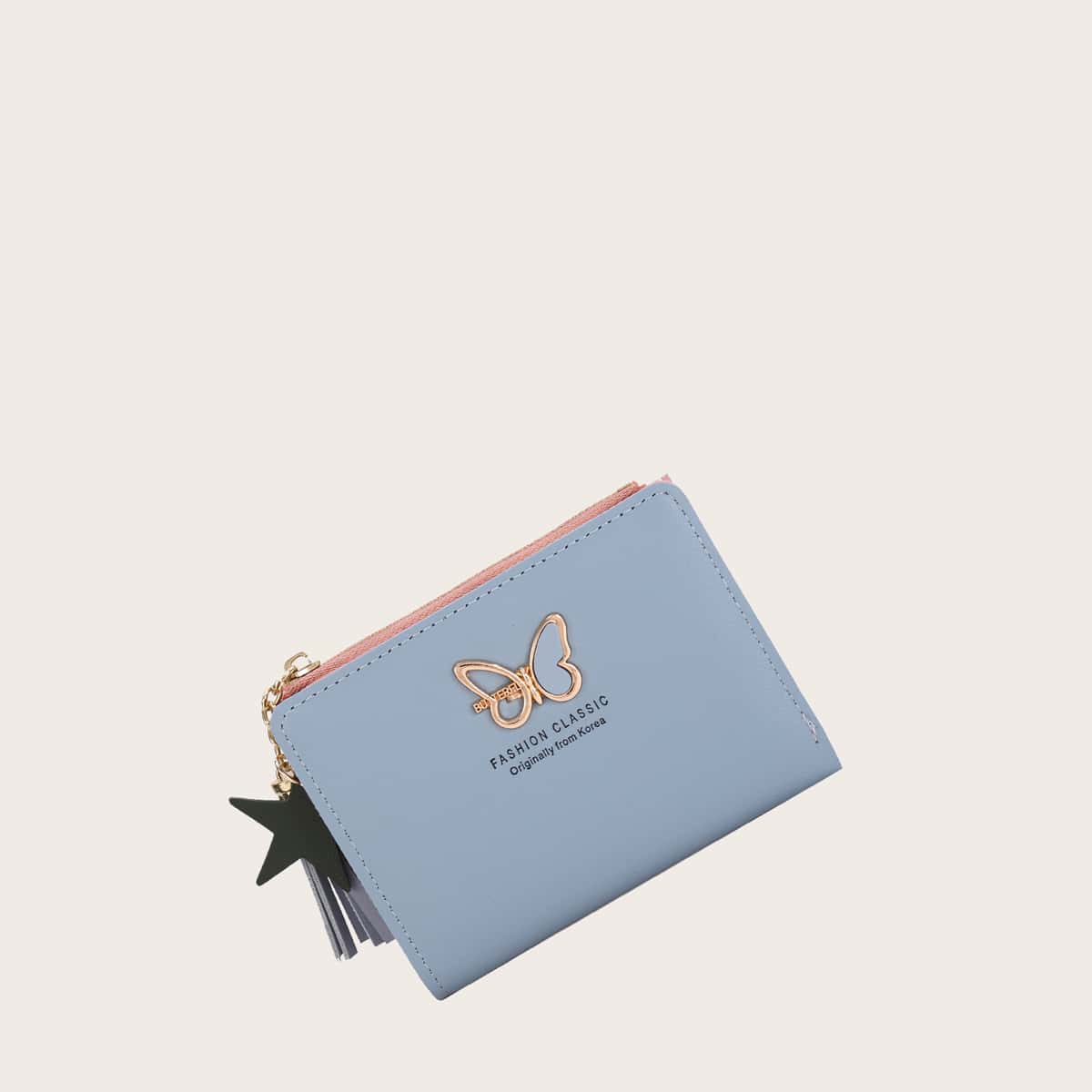 

Butterfly Detail Bifold Small Purse, Blue
