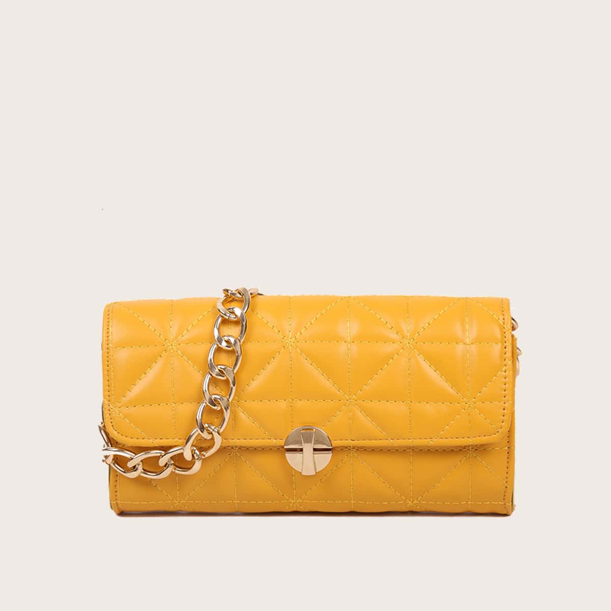 

Quilted Chain Shoulder Bag, Yellow