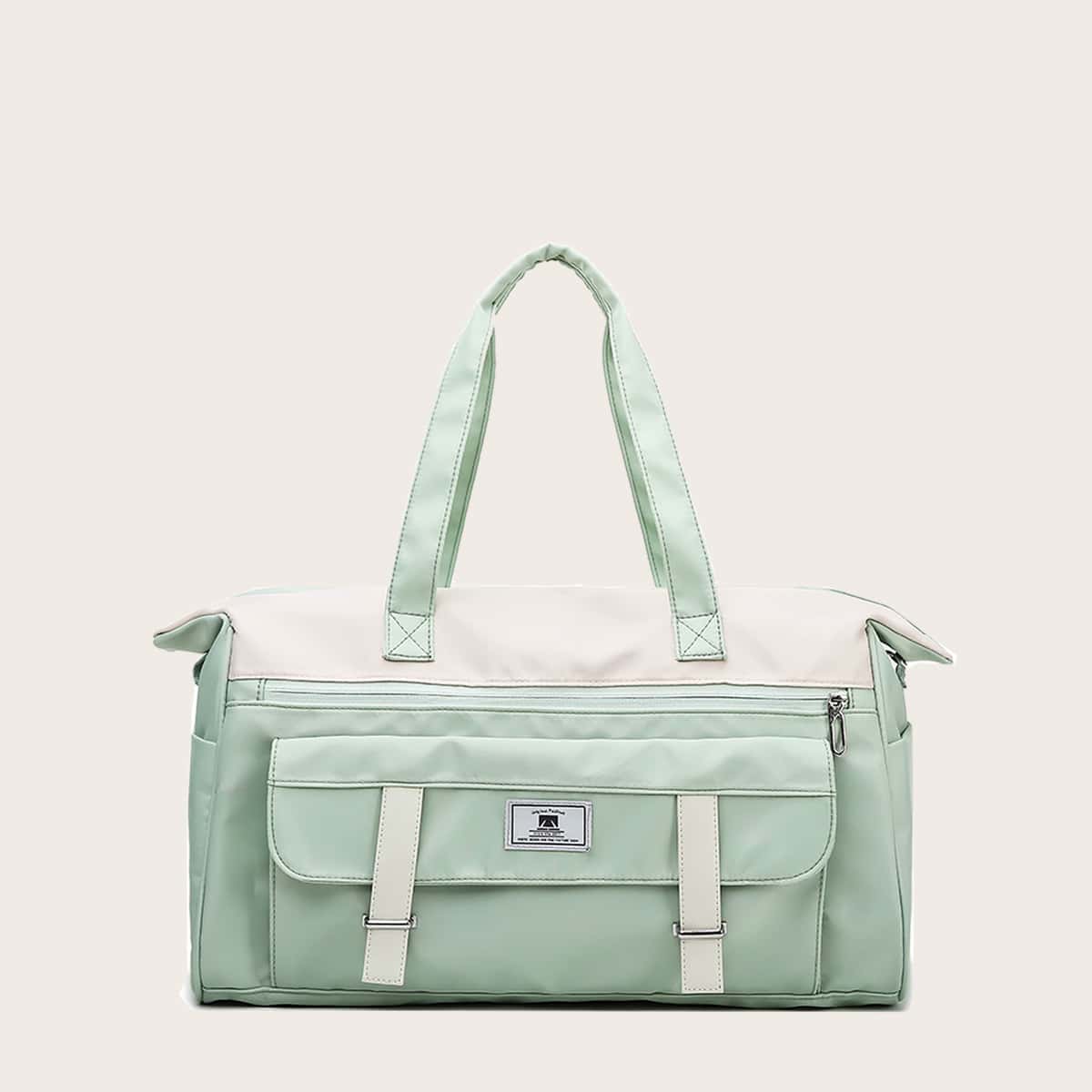 

Color Block Large Capacity Duffel Bag, Green