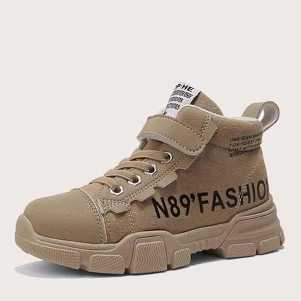 

Boys Letter Graphic Velcro Strap Sneakers, Khaki