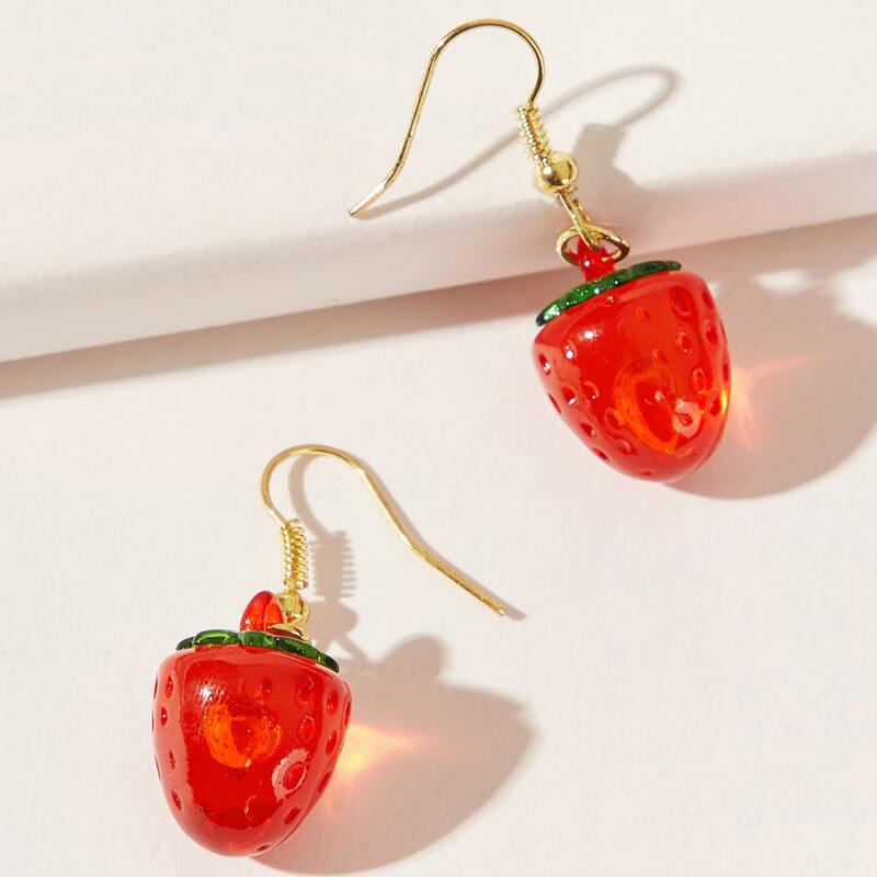 

Strawberry Drop Earrings, Red