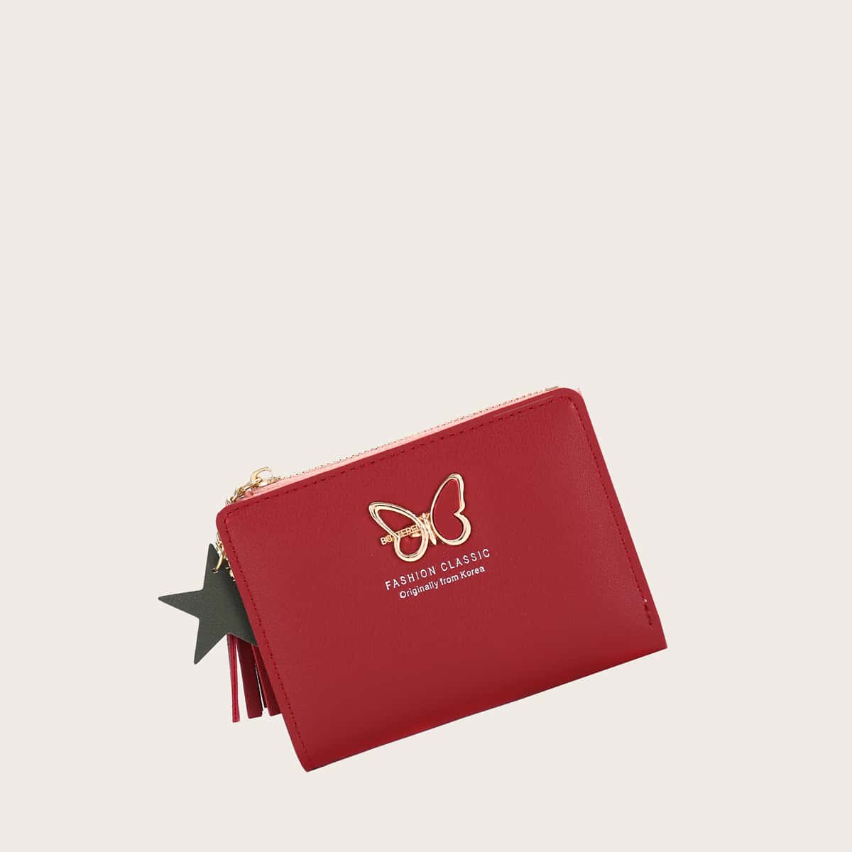 

Butterfly Detail Bifold Small Purse, Red