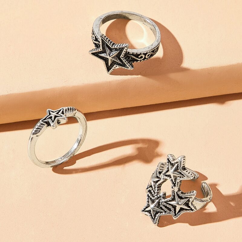 

3pcs Star Ring, Silver