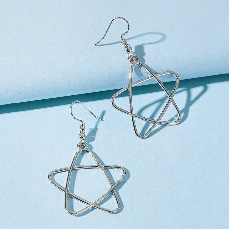 

Geo Star Drop Earrings, Silver