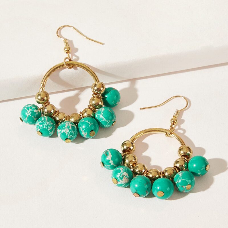 

Ball Tassel Drop Earrings, Green