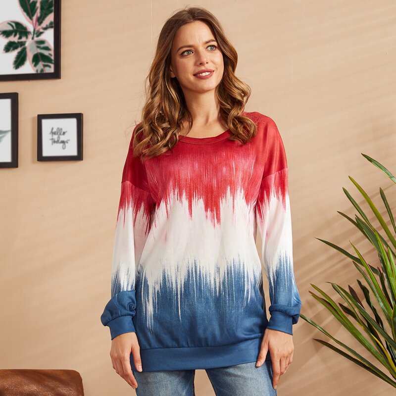 

LUUKSE Drop Shoulder Ombre Sweatshirt, Multicolor