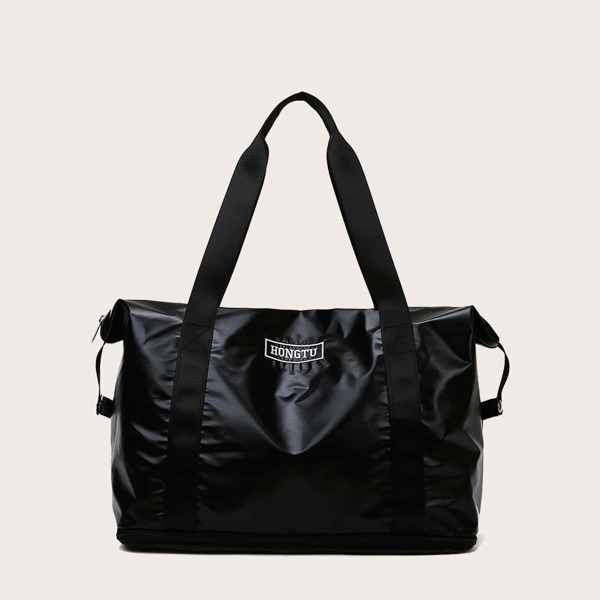 

Men Letter Graphic Duffle Bag, Black