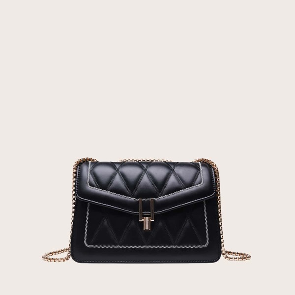 

Quilted Flap Shoulder Bag, Black