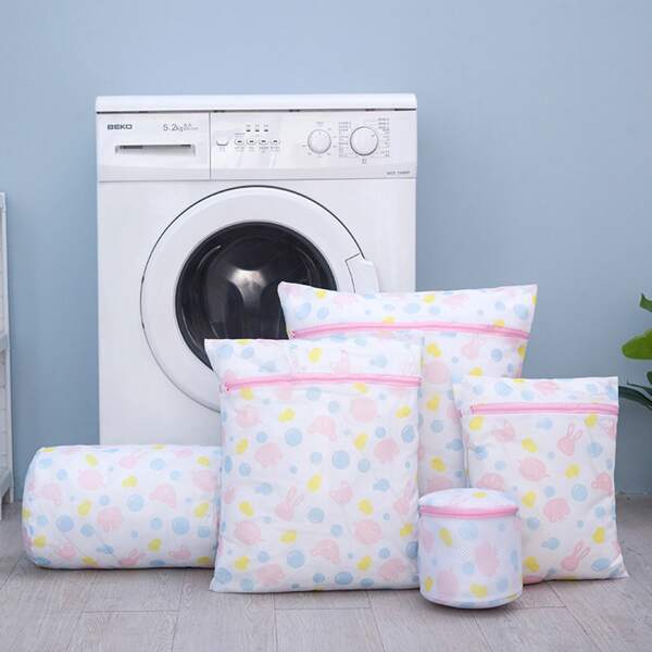 

5pcs Cartoon Graphic Laundry Bag, Multicolor