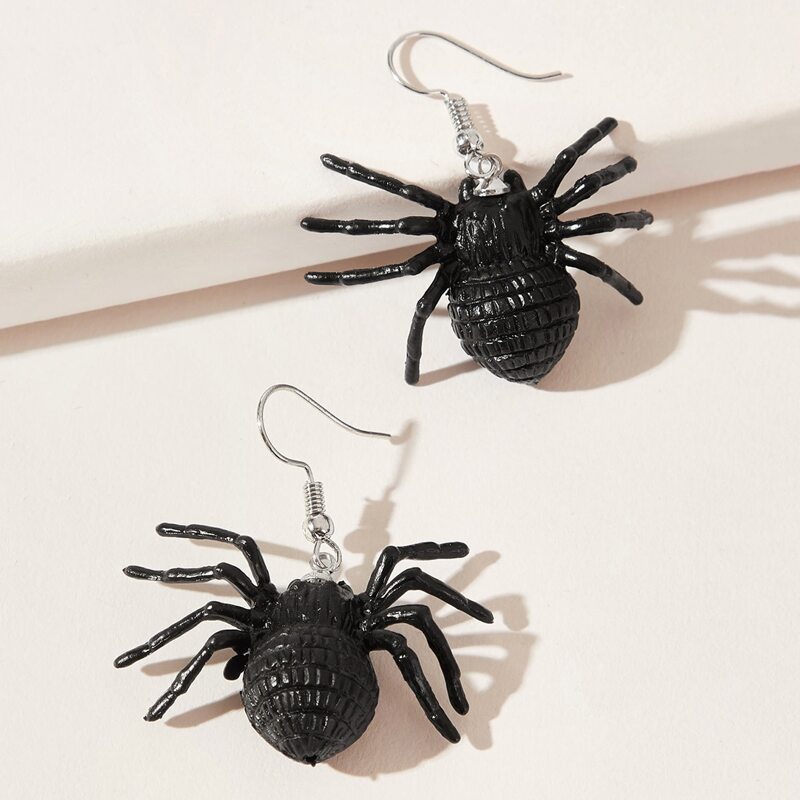 

Spider Drop Earrings, Black
