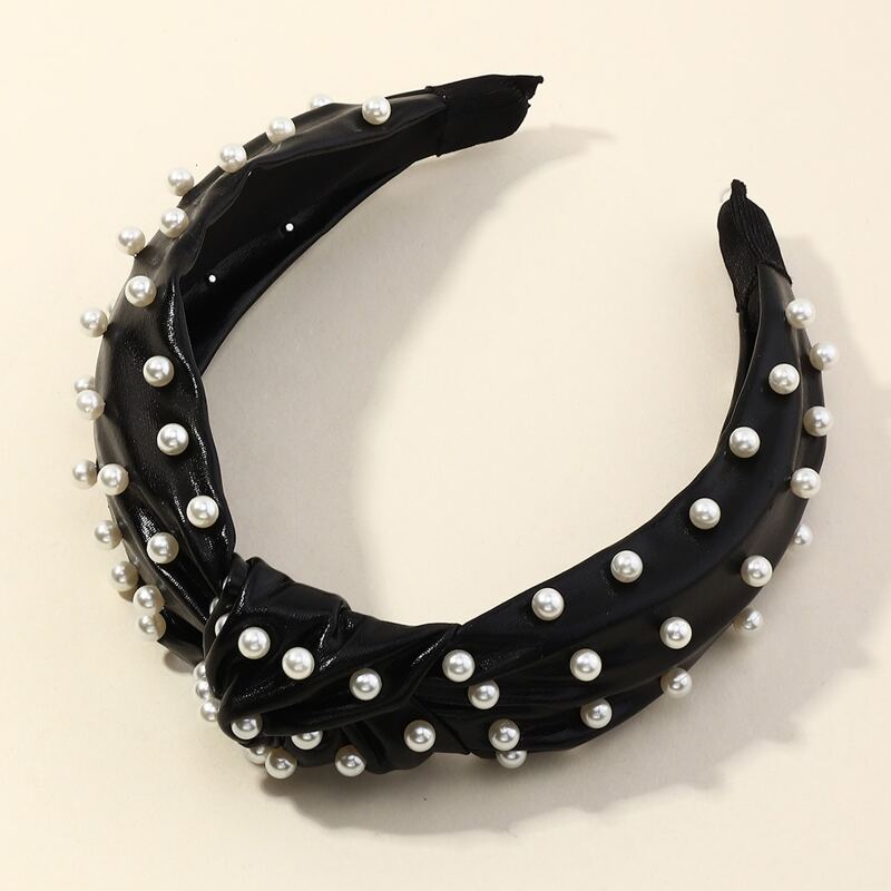 

Faux Pearl Knot Hair Hoop, Black