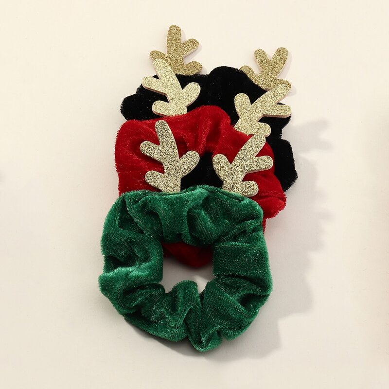 

3pcs Christmas Antlers Scrunchie, Multicolor