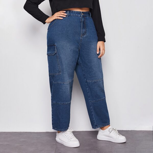 

Plus High Waist Mom Jeans, Dark wash