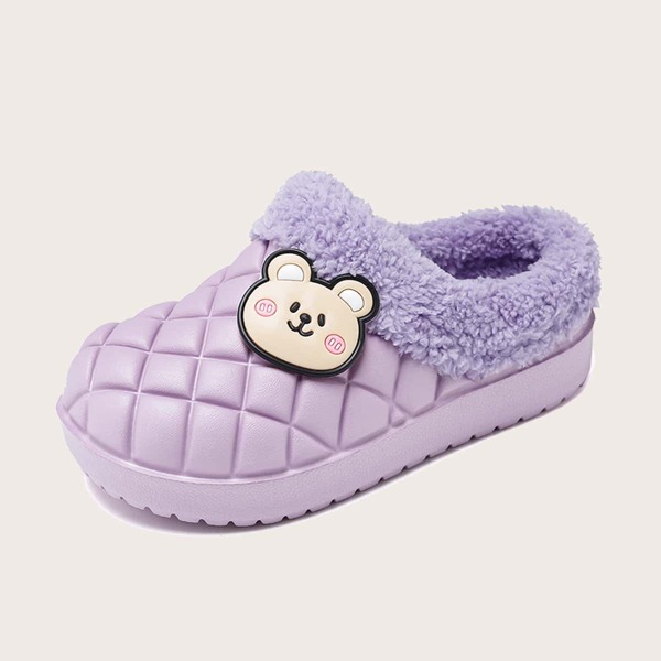 

Toddler Girls Quilted Fluffy Slippers, Purple