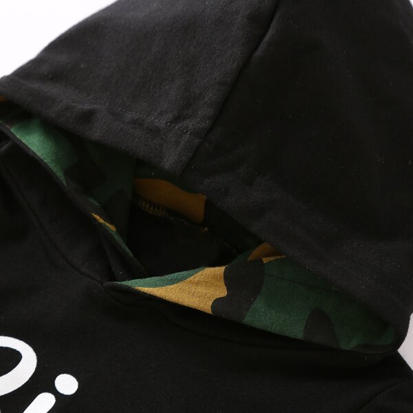 

Baby Boy Letter Graphic Hoodie & Camo Sweatpants, Multicolor