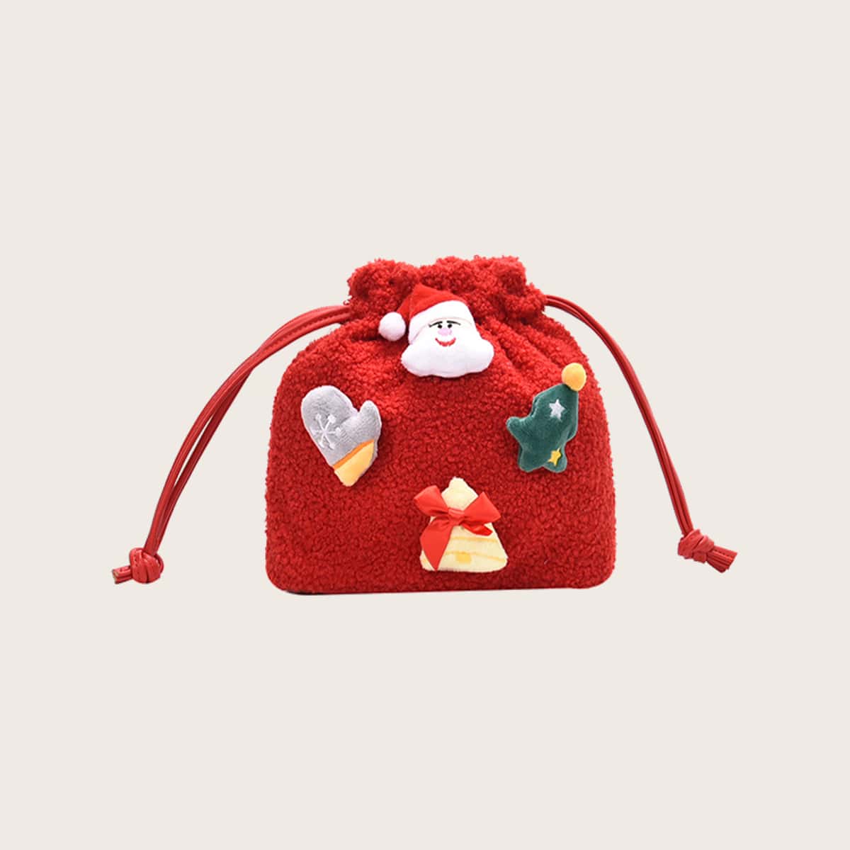 

Christmas Cartoon Drawstring Bucket Bag, Red