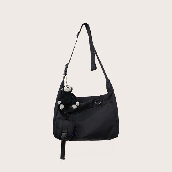 

Men Cartoon Charm Crossbody Bag, Black