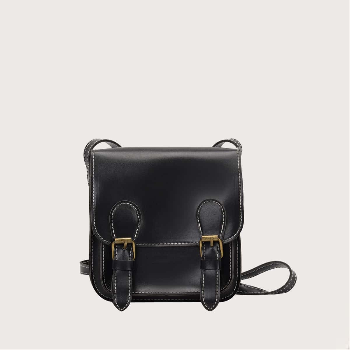 

Solid Buckle Crossbody Bag, Black