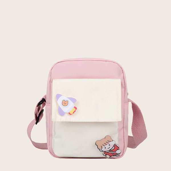

Girls Cartoon Decor Color Block Crossbody Bag, Pink