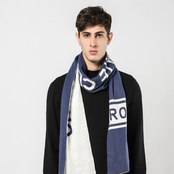 

Men Letter Graphic Scarf, Navy blue