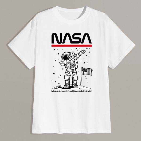 

Men Letter And Figure Graphic Tee, White