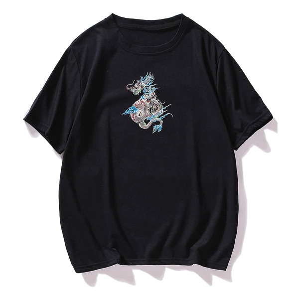 

Men Chinese Dragon Graphic Tee, Black
