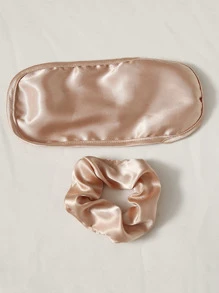 LuxeNights 7pcs Contrast Binding Satin PJ Set / Pajama Set, Fall Winter Clothes Cozy And Elegant Details - Champagne - View 8