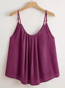 SHEIN LUNE 大碼折疊百褶吊帶上衣 - 紫色 - 查看 1