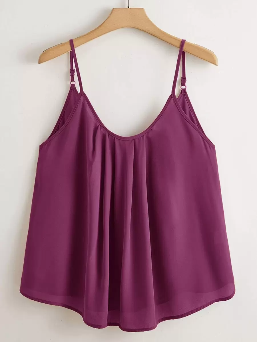 SHEIN LUNE 大碼折疊百褶吊帶上衣 - 紫色 - 查看 1