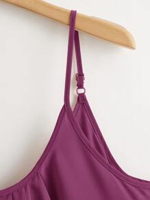 SHEIN LUNE 大碼折疊百褶吊帶上衣 - 紫色 - 查看 3