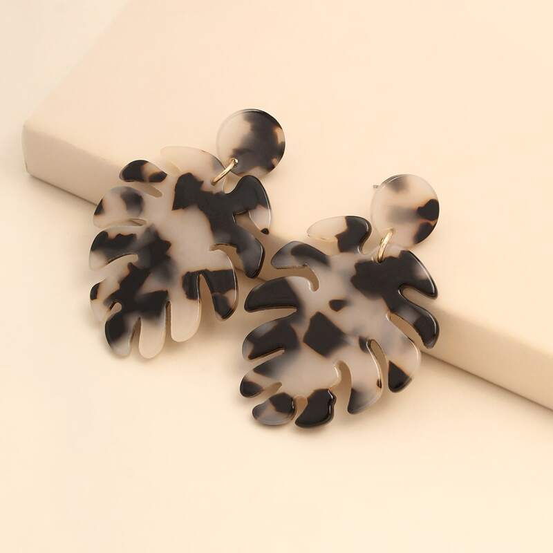 

Acrylic Leaf Drop Earrings, Multicolor