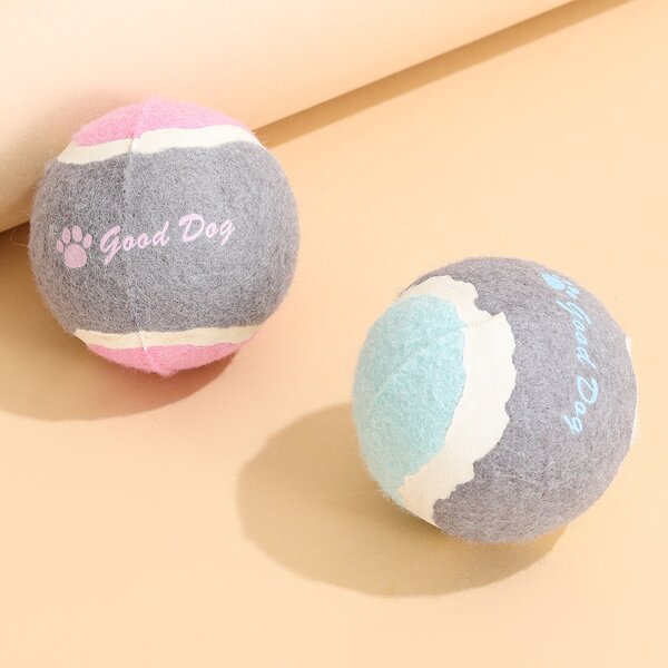 

2pcs Colorblock Ball Dog Toy, Pink