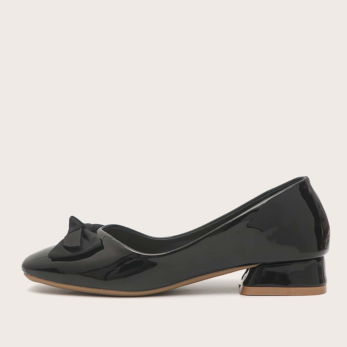 

Bow Decor Patent Leather Flats, Black