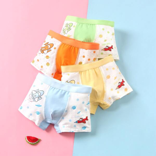 

Toddler Boys 4pcs Cartoon Graphic Underwear, Multicolor